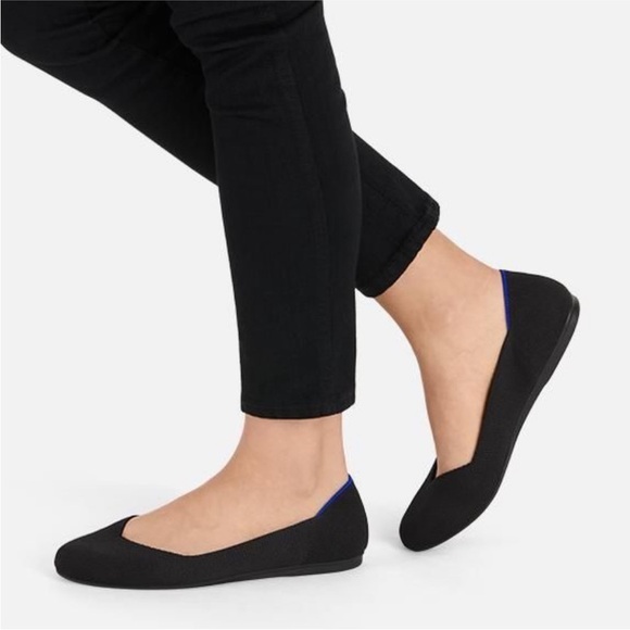 ROTHY'S The Flat Black Solid Knit Ballet Flats 6.5 - Picture 2 of 16